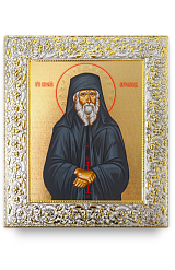 Икона прп. Паисия Святогорца в окладе, 178X207, ручная шелкография